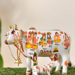 Fashion Bizz White & Yellow Jodhpur Cow Showpiece-image-82