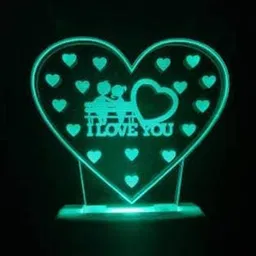 NMII White & Green I LOVE YOU Printed 3D Illusion Night Lamp-image-49