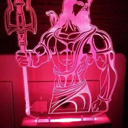 NMII Green & Pink Lord Shiv 3D Illusion Acrylic Table Lamps-48