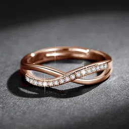 MYKI Rose Gold-Plated Cubic Zirconia Studded Adjustable Finger Ring-34