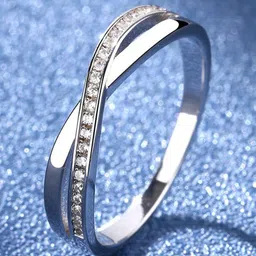 MYKI Silver-Plated CZ-Studded Adjustable Cross Design Finger Ring-21