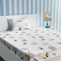 URBAN DREAM Multicoloured Cartoon Characters 210 TC Cotton Single Bedsheet & Pillow Cover-17