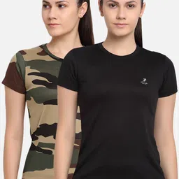 ARMISTO Pack-2 Women Black& Green 2 Dri-FIT Slim Fit Training or Gym T-shirt-picture-48