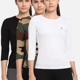 ARMISTO Women Pack Of 3 Dri-Fit Slim Fit Training or Gym T-shirt-23