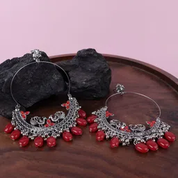 VAGHBHATT Oxidised Circular Drop Earrings-28