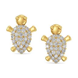 Joyalukkas Girls 22KT Gold Stone Studded Turtle Shaped Earrings Gold-18