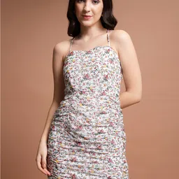 KETCH Floral Printed Gathered or Pleated Sheath Mini Dress-image-34