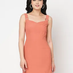 MISH Rust Crepe Sheath Mini Dress-picture-6