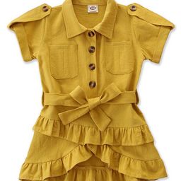 StyleCast Girls Yellow Layered Shirt Dress Comes With A Belt-picture-58