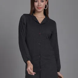 Enchanted Drapes Cotton Striped Shirt Mini Dress-image-88