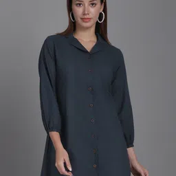 Enchanted Drapes Cotton Shirt Mini Dress-image-90