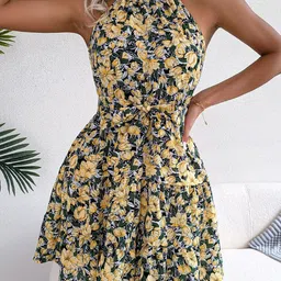 StyleCast Floral Printed Chiffon Fit & Flare Mini Dress-47