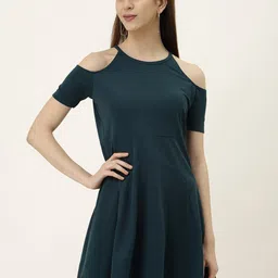 TANDUL Cold-Shoulder Sleeves Mini A-Line Dress-image-35