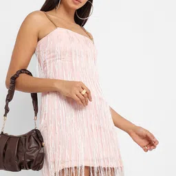 Campus Sutra Self Design Shoulder-Straps Sheath Mini Dress-image-72