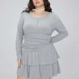 DressBerry Women Plus Size Ruched Fit & Flare Mini Dress-image-43