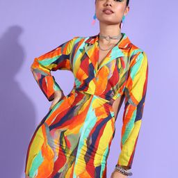PRETTY LOVING THING Abstract Printed Bodycon Mini Dress-image-98