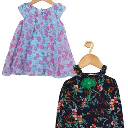 Creative Kids Infants Pack Of 2 Floral Printed A-Line Dress With Attached Bodysuit-image-71
