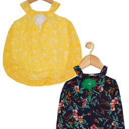 Creative Kids Infant Girls Pack Of 2 Floral Printed Balloon Dress With Attached Bodysuit-picture-1