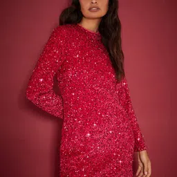 DOROTHY PERKINS Petite Embellished Velvet Sheath Mini Dress-picture-27