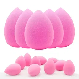 FEELHIGH Professional Set Of 12 Makeup Blender Sponges With Mini Sponge - Pink-47