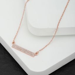 Carlton London Rose Gold-Toned Rhodium-Plated CZ-Studded Minimal Necklace-20