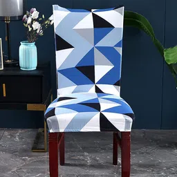 HOUSE OF QUIRK Blue & White 4 Pieces Printed Stretchable Removable Chair Covers-image-47