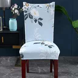HOUSE OF QUIRK Blue & White 4 Pieces Printed Stretchable Removable Chair Covers-picture-27