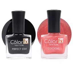 Color Fx Set Of 2 Perfect Stay & Cocktail Nail Enamel 9ml Each - Pink 138 & Black 119-image-52