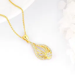 GIVA 925 Sterling Silver Gold Plated Stone Studded Contemporary Pendant with Chain-image-15