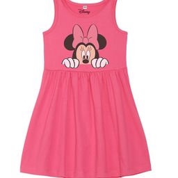 Disney by Wear Your Mind Girls Pink Minnie Mouse Printed Cotton Dress-image-88