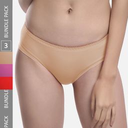 FIMS Pack Of 3 Seamless Anti Microbial Hipster Briefs Chinki_Panty_BeigePinkRed-picture-25