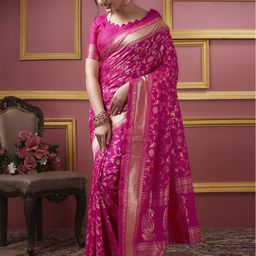 KALINI Ethnic Motifs Woven Design Zari Banarasi Saree-image-0
