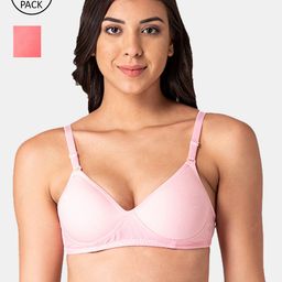 KOMLI Pink & Coral Set of 2 T-shirt Bra - Lightly Padded-13