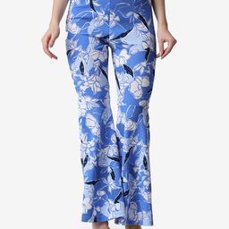 Popwings Women Floral Printed Smart Flared High-Rise Wrinkle Free Parallel Trousers-image-27