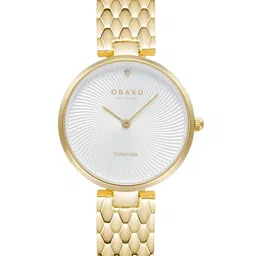 Obaku Brass Patterned Round Dial Stainless Steel Bracelet Style Straps Analogue Watch-image-57