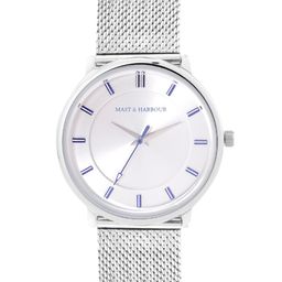Mast & Harbour Unisex Silver-Toned Brass Dial & Silver Toned Stainless Steel Bracelet Style Straps Analogue Watch-52