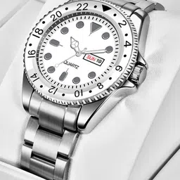 Shocknshop Men Stainless Steel Bracelet Style Straps Analogue Watch WCH73Silver-28