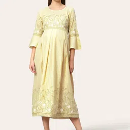 True Shape Floral Print Bell Sleeve Maternity Feeding Fit & Flare Midi Dress-37