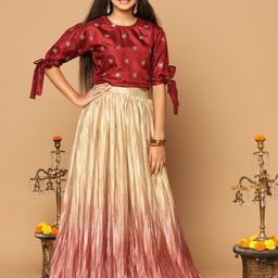 FASHION DREAM Girls Embroidered Sequinned Ready To Wear Lehenga & Blouse-image-20