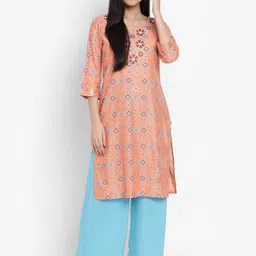 Aurelia Women Geometric Print Rayon Kurta Set with Palazzos-image-43