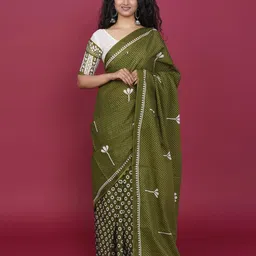 JALTHER Ethnic Motifs Block Print Saree-46