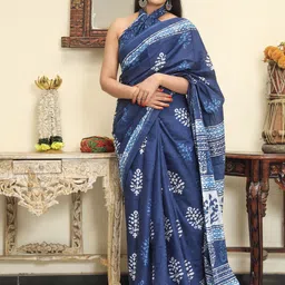 KIAARON Ethnic Motifs Pure Cotton Block Print Saree-picture-19