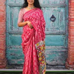 KIAARON Ethnic Motifs Pure Cotton Block Print Saree-picture-10