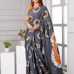 JALTHER Geometric Printed Pure Cotton Block Print Saree image 1