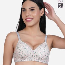 SHYAM SONS FLAIR Women Pack of 3 Floral Printed Full Coverage Lightly Padded T-shirt Bra-picture-13