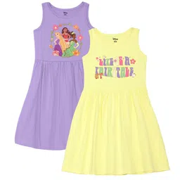 Wear Your Mind Girls Pack of 2 Disney Princesses Printed Fit and Flare Dress-10