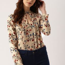all about you Women Beige & Rust Red Floral Printed Top-18