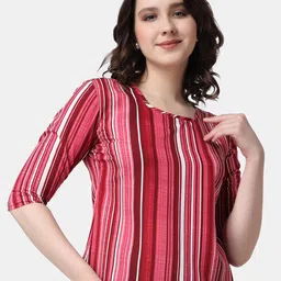 Popwings Vertical Striped Round Neck Top-image-29