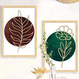 Art Street Set of 2 Boho MDF Embosed 3D Framed Art Print Wall Dcor-image-50
