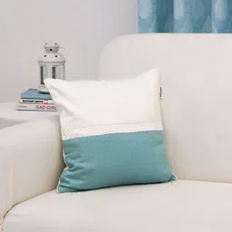 Ariana White & Teal Colourblocked Square Cushion Covers-image-21